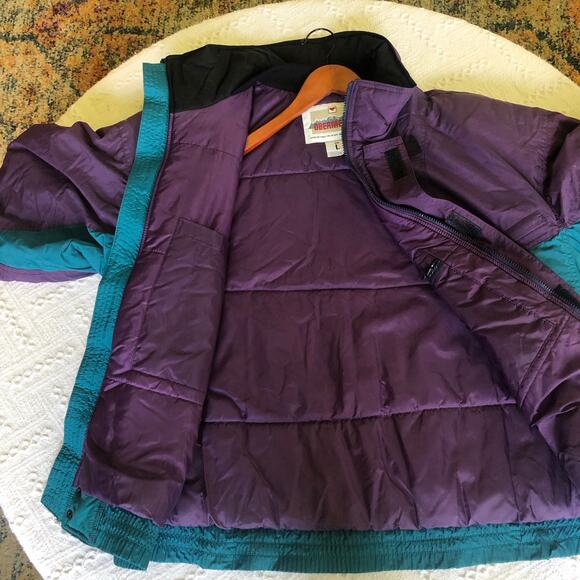 VTG 90s Obermeyer Zephyr Colorblock Ski Jacket Purple Teal Men’s L Outdoor Retro - Picture 3 of 12